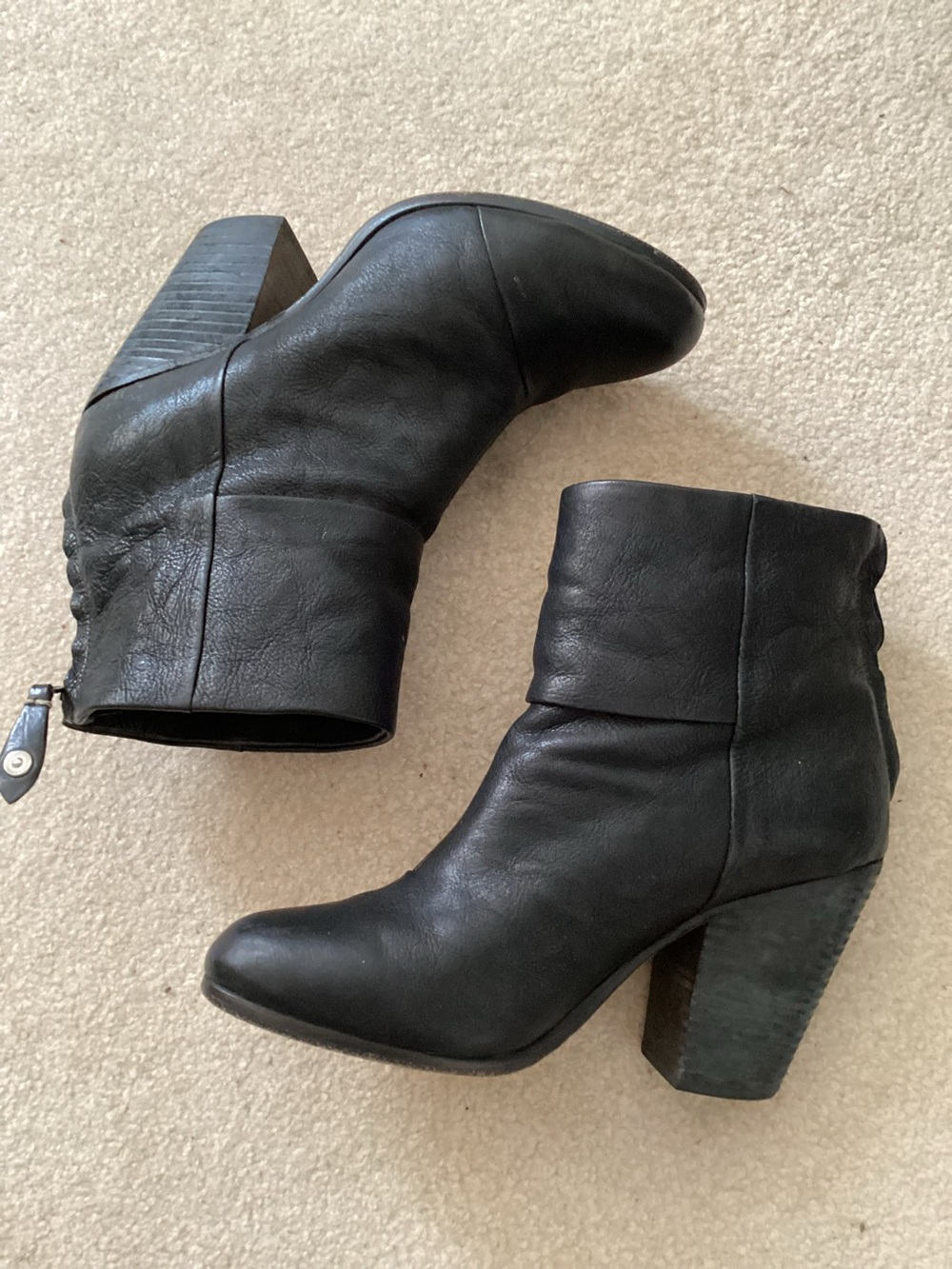 Rag & Bone Black Smooth Buttery Leather Newbury Ankle Boots